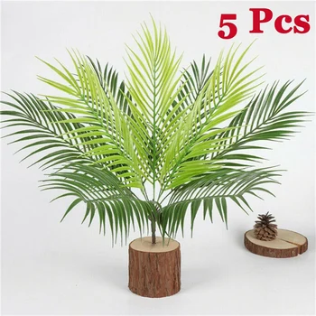 

Promotion! 9 Head Artificial Fern Bouquet Palm Leaves Green Plastic Plants Home Party Decor -5PCS