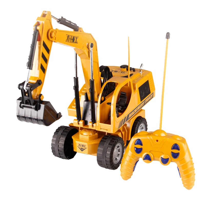 

5CH Boy RC Excavator Beach Toy Digging Machine Wheel Digger Toys for Children Kids Birthday Gift Engineering Vehicle Shovel