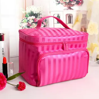 

Portable Striped Cosmetic Bags Jewellery Make Up Bags Storage Box