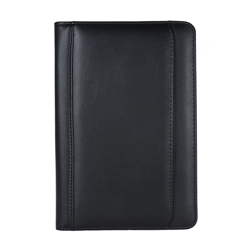 Черный Портативный A5 Padfolio Бизнес Портфель блокнот держатель папка для документов чехол для ноутбука Органайзер из искусственной кожи для деловых мужчин - Цвет: Черный