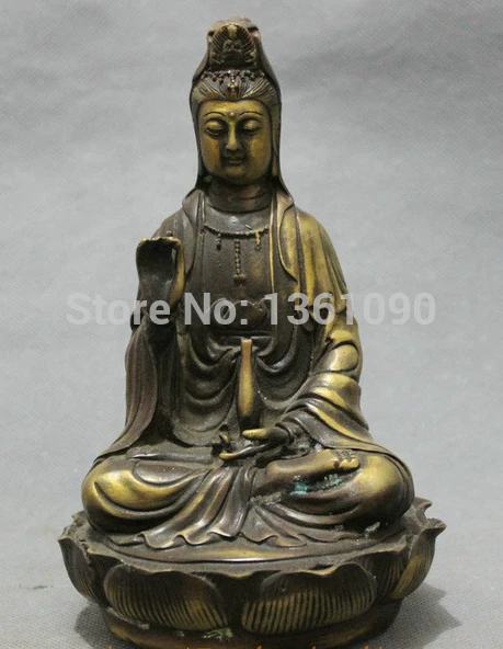 Китайская Бронзовая статуэтка Kwan-yin 00597 буддистские лотосы богиня Гуаньинь | Дом и