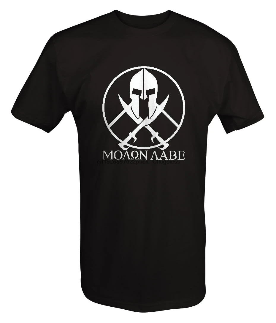 Molon Labe Спартанский шлем мечи печать пистолет права футболка | Мужская одежда