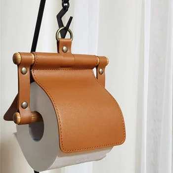 

Leather Paper Towel Holders for Kitchen Bathroom Nordic Hanging Type PU Toilet Paper Holder Tissue Holder Rolling Paper Rack