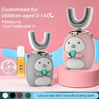 

Children Smart Sonic Electric Toothbrush USB Charging Ultrasonic Automatic Tooth Brush U Type 5 Modes Waterproof Kids Teeth Care