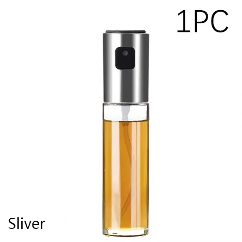 Sliver 1pcs Кухня для выпечки масла повара спрей для масла пустая бутылка уксуса бутылка диспенсер для масла кулинарный инструмент салат барбекю кулинарный стеклянный распылитель масла - Цвет: Sliver 1pcs