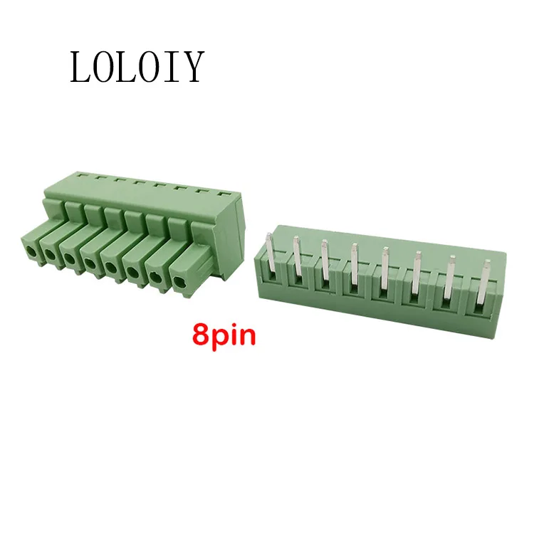 5 пар 15EDG 3,81 мм 300 В 8A KF2EDG PCB винт Клеммная колодка Разъем штекер-контактный правый угол 3,81 мм Шаг Заголовок Разъем 2-12PIN - Color: 8PIN-5pair