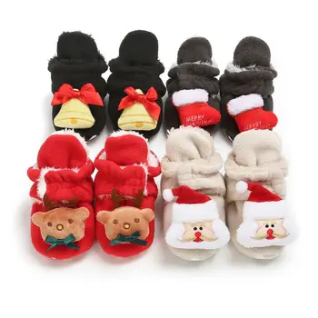 

Christmas Baby Boots Winter Infant First Walkers Cotton Warm Toddler Shoes for 0-18M Sole Toddler Baby Booties Sale