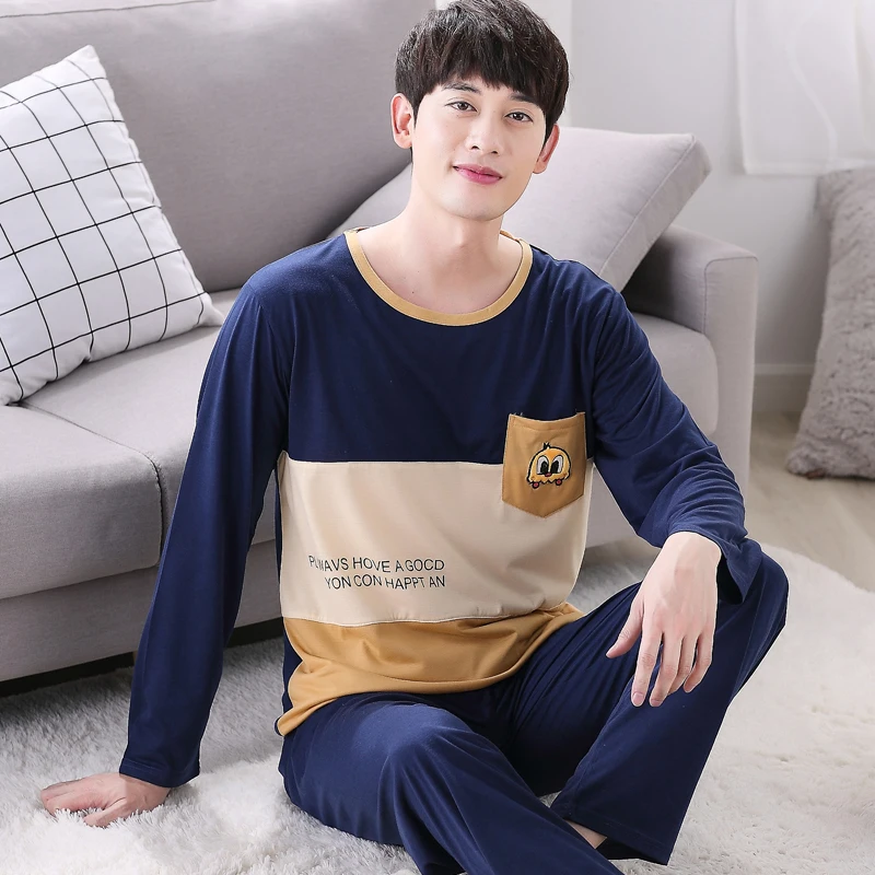 High Quality Casual Cotton Pajamas Sets for Men 2018 Autumn Winter Long Sleeve Pyjama Male Homewear Loungewear Mens Home Clothes