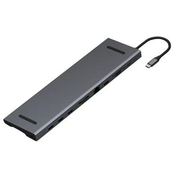 

10-In-1 Multi-Port Usb-C Hub, Multi-Function Type-C To Hdmi Vga Rj45 Converter, For Laptop Docking Station