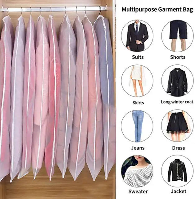Top Clothes Hanging Garment Dress Clothes Suit Coat Dust Cover Home Storage Bag Pouch Case Organizer Wardrobe Hanging Clothing 2