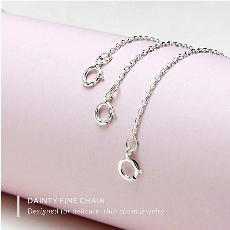925 Sterling Silver Necklace Extenders for Women Solid Sterling Silver Fine  Chain Dainty Durable Strong Removable,Set of 3