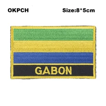 Габон квадратной формы флаг железа на патчи орзен вышивка патч пользовательские наклейки для одежды PT0085-R