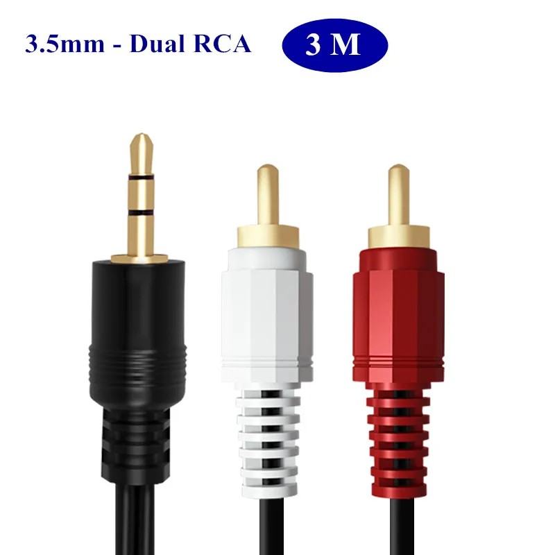 

Non-Noise Aux 3.5mm Plug Jack Audio Cable to 2 RCA Music Stereo Adapter Connectors Line for Phones TV Sound Speakers