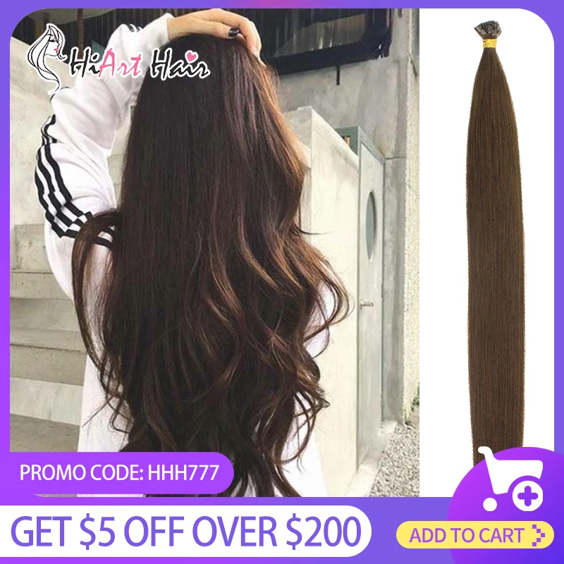 Волосы для наращивания HiArt 1 г 100% натуральные волосы remy keratin Заводские двойные