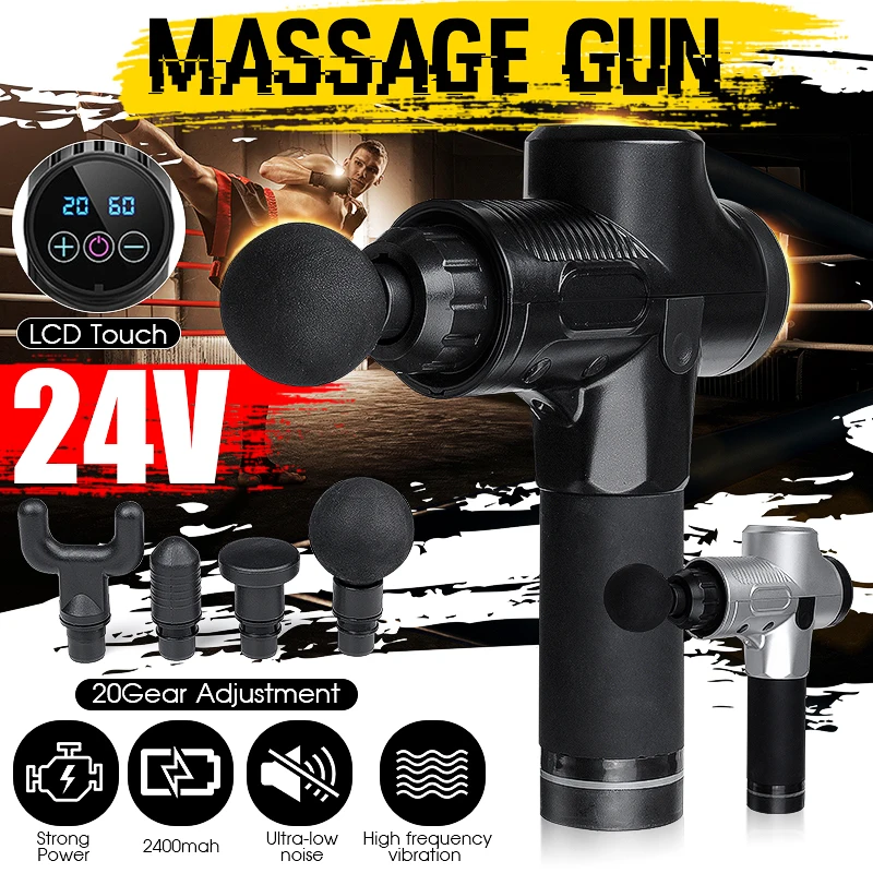 Регулируемый жидкокристаллический массажный пистолет для тела, глубокая Массажная терапия, пистолет для снятия боли в мышцах, для формирования тела с мешком