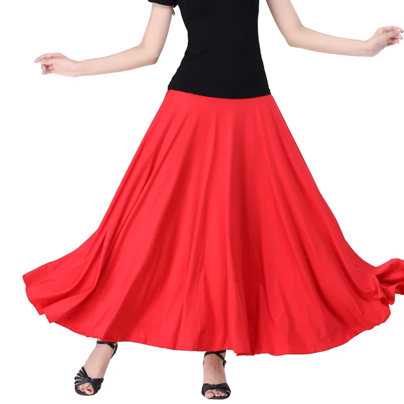 Red Skirt Женские фламенко фестиваль женские танцевальные костюмы живота сценическая юбка 7 цветов Твердые Фламенго балетные бальные костюмы - Цвет: Red Skirt