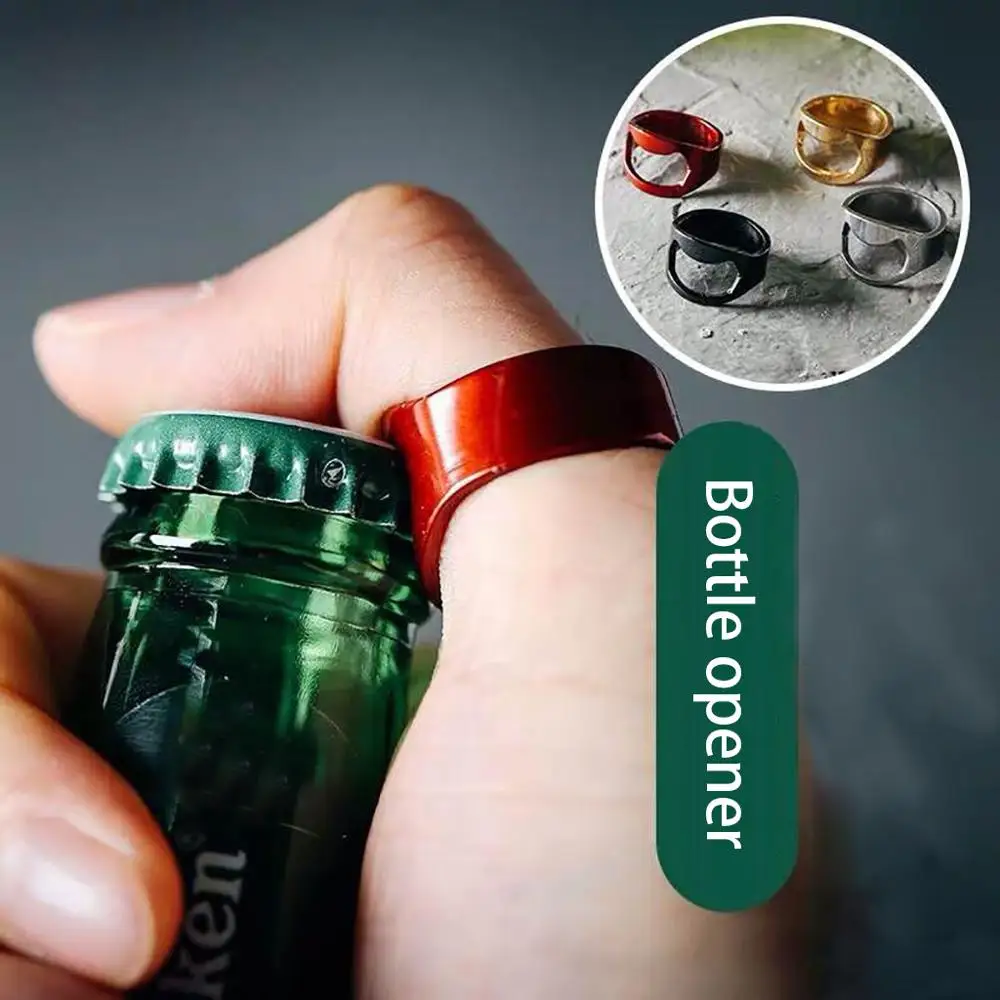 4pcs Finger Thumb Ring Bottle Open Opener Bar Beer Tool Gifts Stainless Steel Finger ring opener Restaurant bar kitchen gadget 4