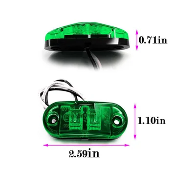 

PC Lens Side Marker Light Oval Green Blinker Trailer Waterproof 12V-24V