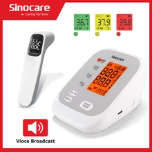 Sinocare Blood Pressure Monitor Upper Arm , Automatic Digital Sphygmomanometer with 2 Users 120 Memory