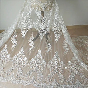 

High quality rayon embroidery tulle mesh lace fabric wedding dress lace material sequined lace 1 yard, 2020 NEW designs