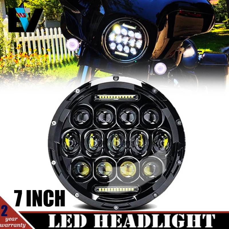

1pcs 75W 7 Inch Round Led Headlight Bulbs Running Light For Harley Motorcycle Tractor OffRoad 4WD 4x4 Truck SUV ATV Driving 12V