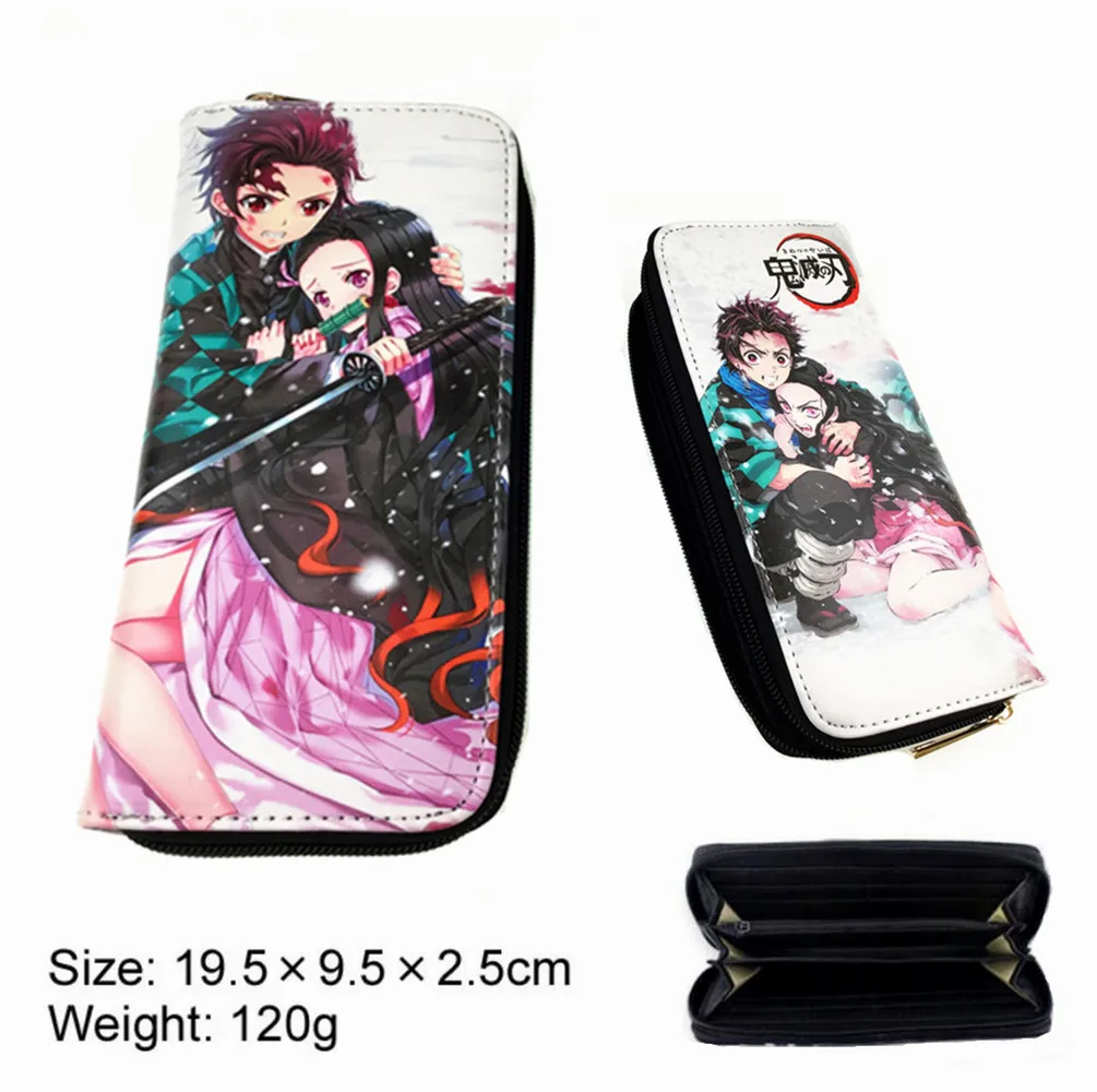 Demon Slayer Kimetsu no Yaiba бумажник из полиуретана на молнии Tanjirou кожаный кошелек кредитница ID карты слои мальчики девочки длинная сумка для монет