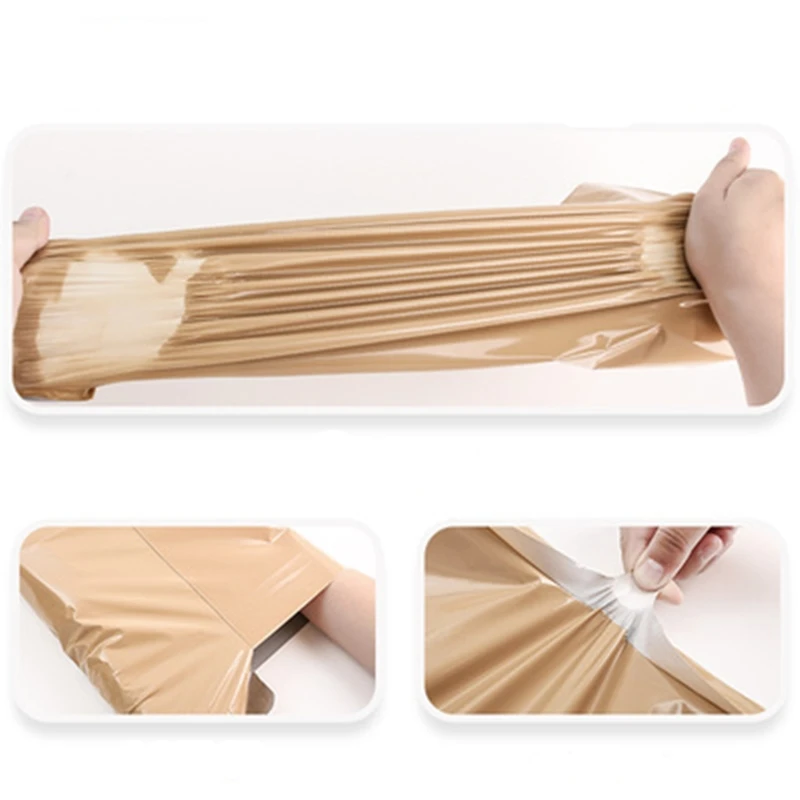 50Pcs Milk Tea Color Envelope Mailing Bags PE Plastic Waterproof Clothes Courier Bags Adhesive Seal Thicken Pouch Shipping Bags 5