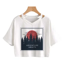 Cosmic belief Harajuku verano mujeres nuevas Crop Tops moda estampado de dibujos animados Vintage Streetwear ins camiseta casual de manga corta