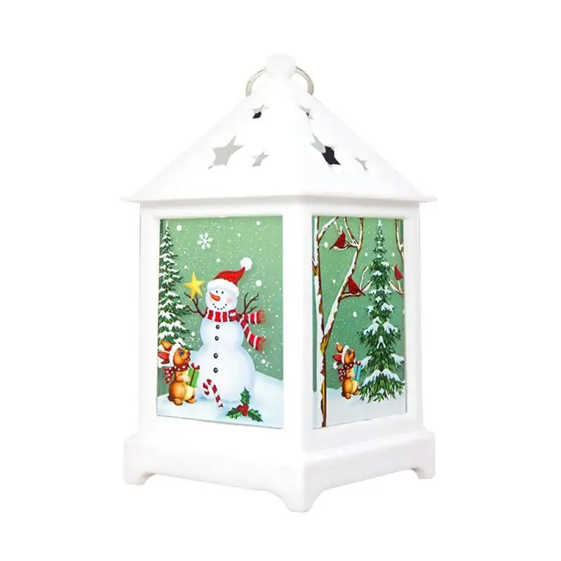 Рождественская лампа Рождественский снеговик декоративный фонарь висящий Опора светодиодный свечи светодиодный ночной Светильник подсвечник Настольный Подвески садовый декор - Цвет: white Snowman