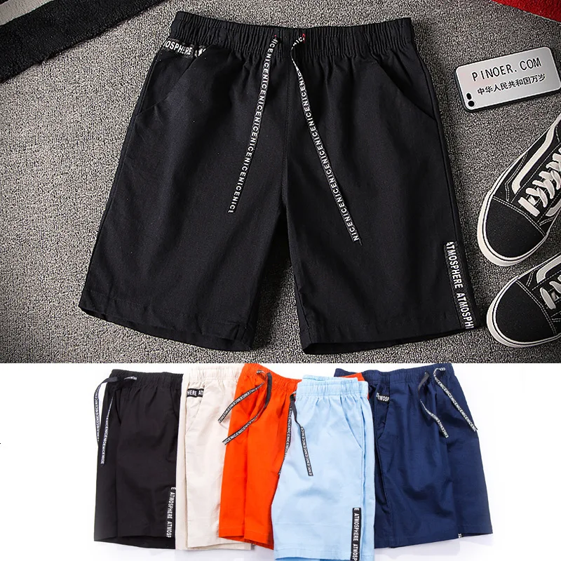 Мужские короткие летние модные тонкие повседневные свободные штаны с эластичной резинкой на талии пляжные брюки 5 цветов 7 размеров