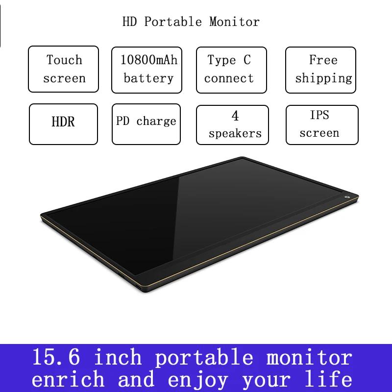  Portable Gaming monitor IPS Touch screen built in battery Gaming Display for Huawei &laptops xboxsw