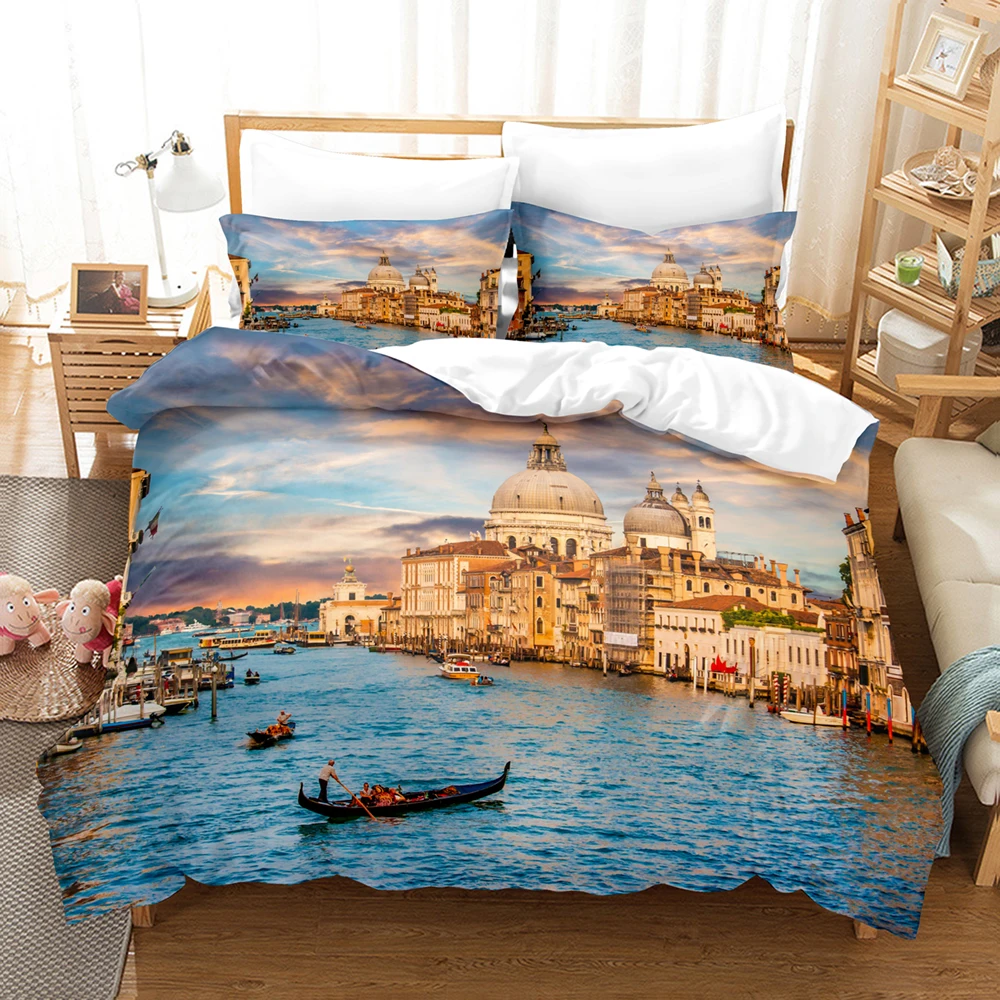 

Castle Bedding Set Single Twin Full Queen King Size Architecture Scenery Bed Set Children's Kid Bedroom Duvetcover Sets 009
