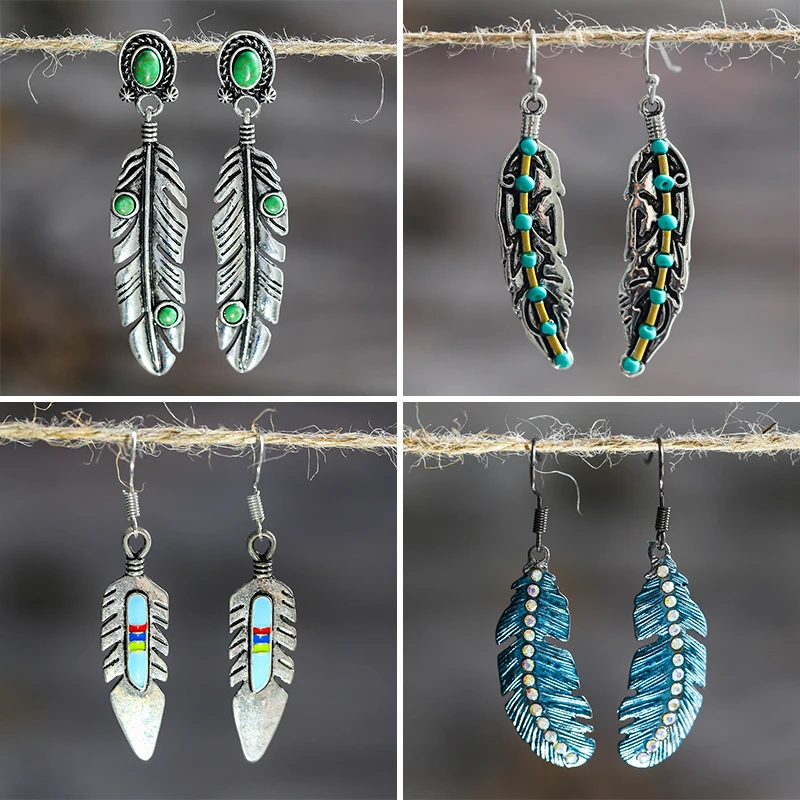 Jewelry Vintage Earrings Feather Design India Jewelry Feather