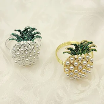 

10pcs Napkin Rings Elegant Pearl Pineapple Napkin Holders Gifts for Valentine Wedding Farmhouse TB Sale