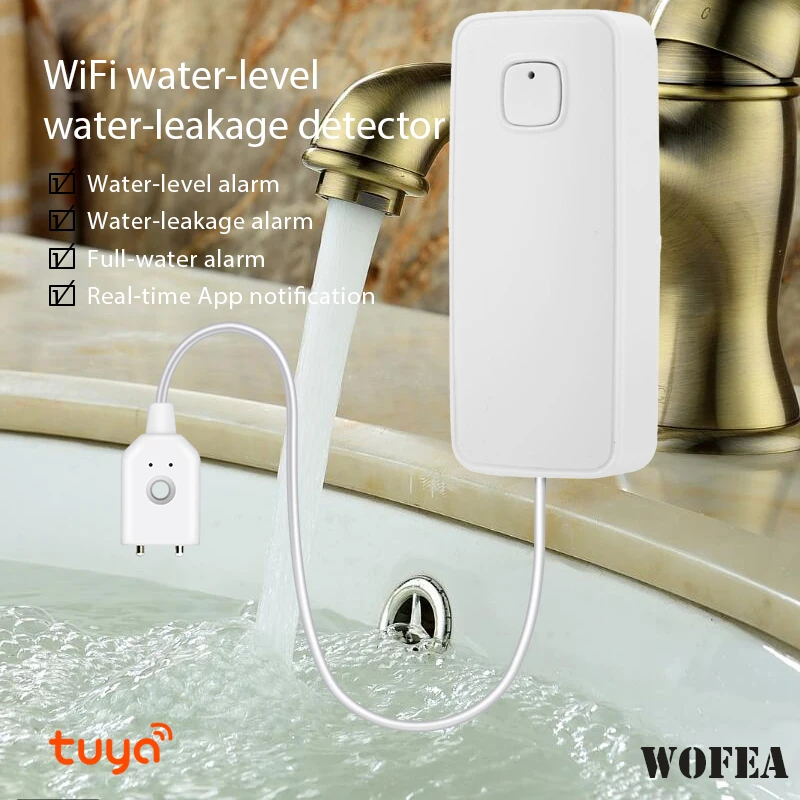 Tuya Smart Flood Leakage Sensor Remote Monitor WiFi Water Overflow Level Detector Water Leak Sensor Security Sound Alarm System 2