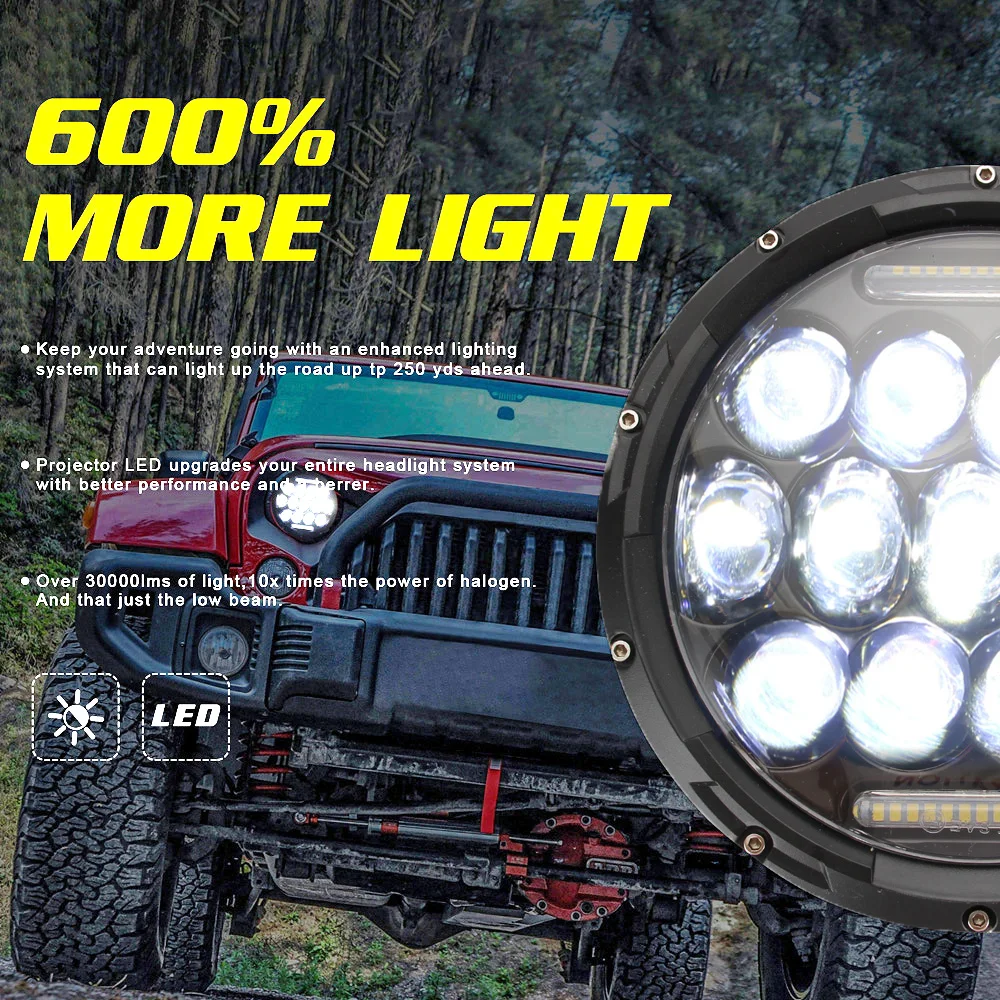 280W 7-дюймовый глаза ангела фары 27 бусин DC12V для Jeep Wrangler JK TJ 97-17 2* светодиодный задний фонарь/2* H4-H13 адаптер