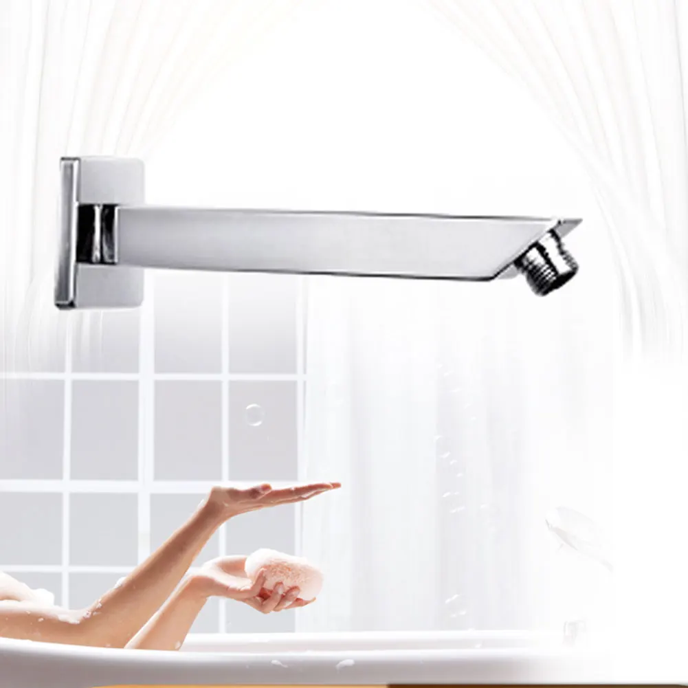 

Hotel Home Wall Mounted Hardware Straight Electroplating Shower Arm Durable Bathroom With Base Stainless Steel Replacement