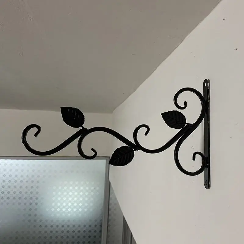 European Style Wall Iron Hanging Basket Flower Pot Support Bracket Hook Hanger Plants Holder Balcony Home Decor