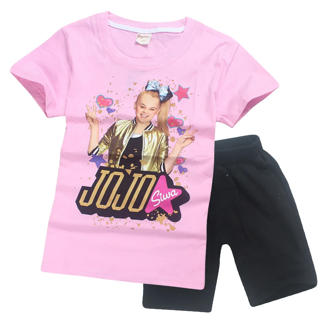 JOJO SIWA/ Детские футболки хлопковые футболки для маленьких девочек комплекты с короткими рукавами для мальчиков и девочек футболки Одежда для девочек 10-12 лет - Цвет: S8356-red