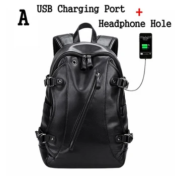 

New Hot Travel Backpack Men External USB Charge Leather Waterproof Backpack Men Large Capacity Laptop Backpack Student mochila