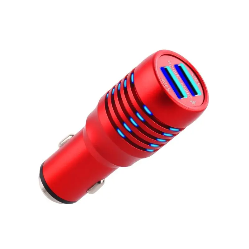 QC3.0 алюминиевый сплав двойной USB Автомобильное зарядное устройство для телефона Quich зарядный адаптер с светодиодный подсветкой для iPhone samsung Galaxy Xiaomi huawei