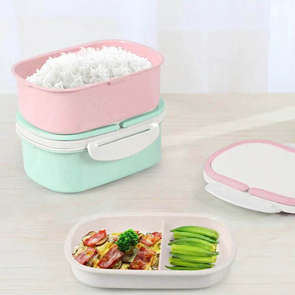 

Hot Sale Double Layer Wheat Straw Large Capacity Bento Lunch Box Food Storage Container