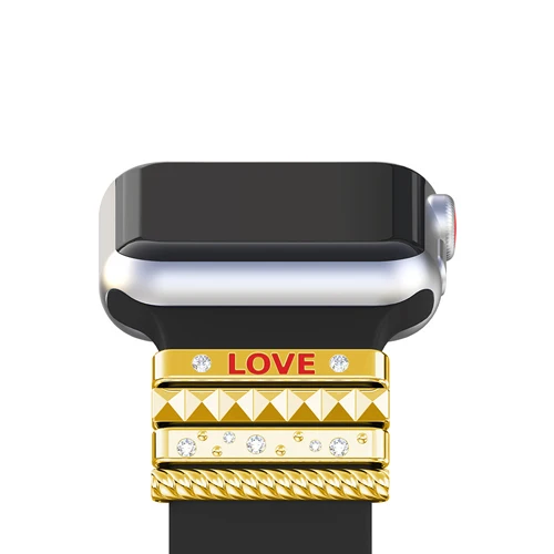 gold Декоративное кольцо орнамент для apple watch 4 Band 44 мм 40 iwatch band 42 мм correa 38 мм apple watch 5 3 Нержавеющая сталь "любовь" подарок - Цвет ремешка: gold