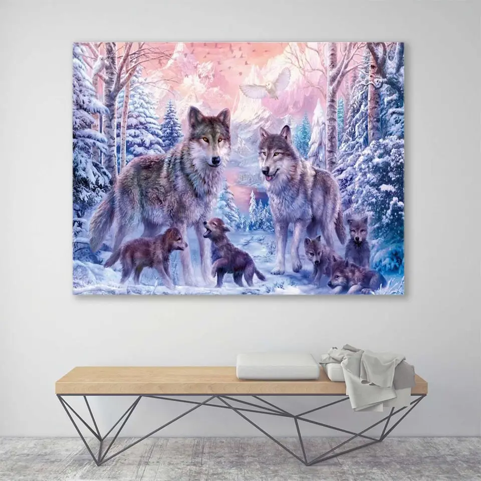 5D DIY Diamond Painting Wolf Cross Stitch Kit Full Drill Square Embroidery Animals Mosaic Art Picture Rhinestones Decor Gift diamond painting