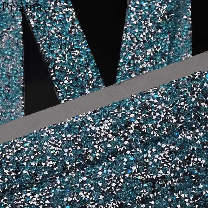 

Prajna Fashion Hotfix Applique Crystal Trim Rhinestones Adhesive Rhinestone Gifts for Women Dress Clothing Decoration 1Yard 3 CM