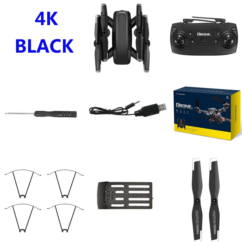 4K-black RS537 радиоуправляемые дроны Квадрокоптер с 4K камерами WiFi складные дроны Двойные камеры оптический Летающий вертолет дроны Вертолет игрушка - Цвет: 4K-black