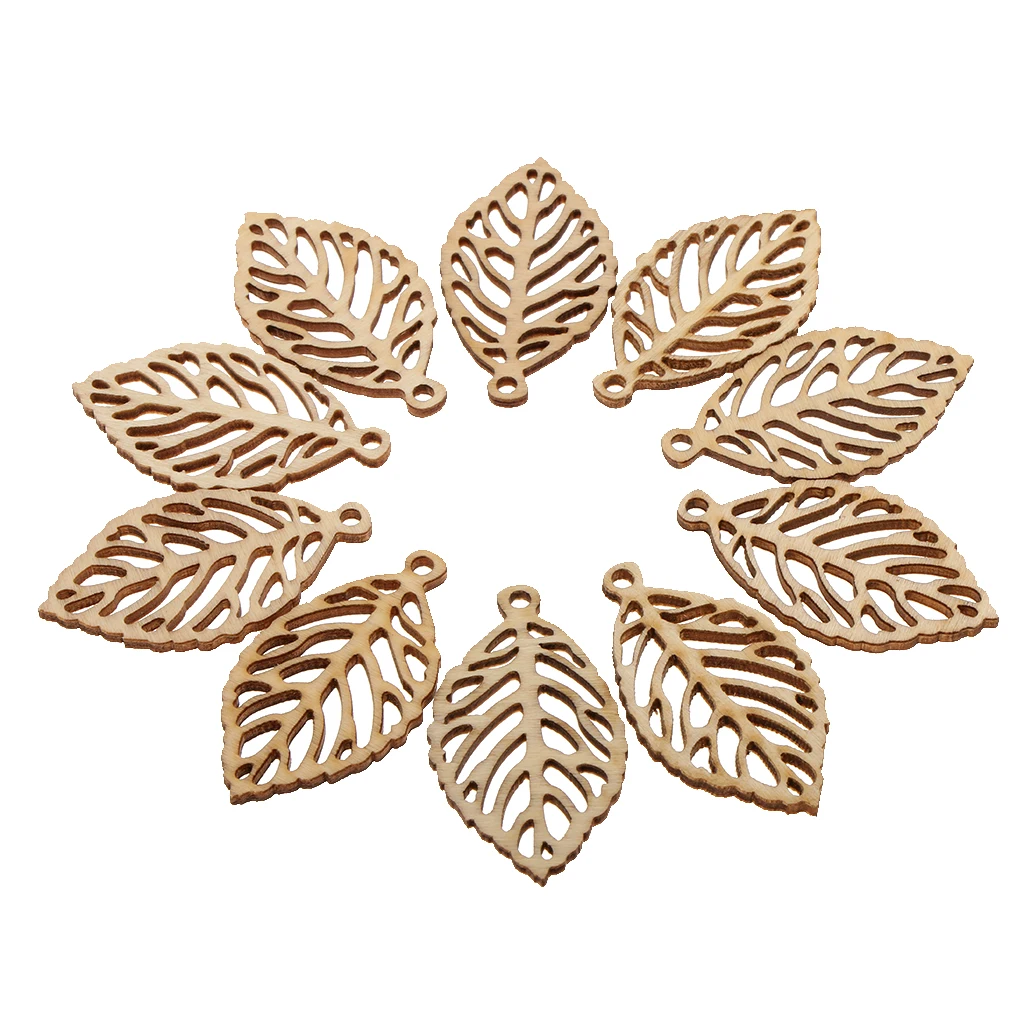 10Pcs Unfinished Wooden Pendants For DIY Earrings Necklace Jewelry