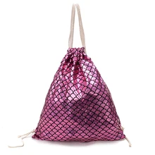 Стиль внешней торговли ультра-легкий рюкзак Scrunch Топ Drawstring рыбные весы шаблон лазерный рюкзак большой емкости Повседневная#20