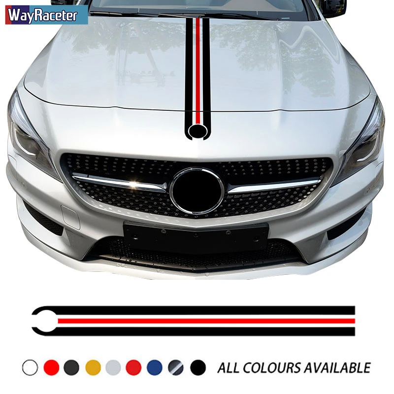 車のボンネットのステッカーボンネットストライプのためのメルセデスベンツ W4 W5 W176 W177 5 Cla250 W213 W211 C63 Amg C E Cla Gla Glc Cls Car Stickers Aliexpress