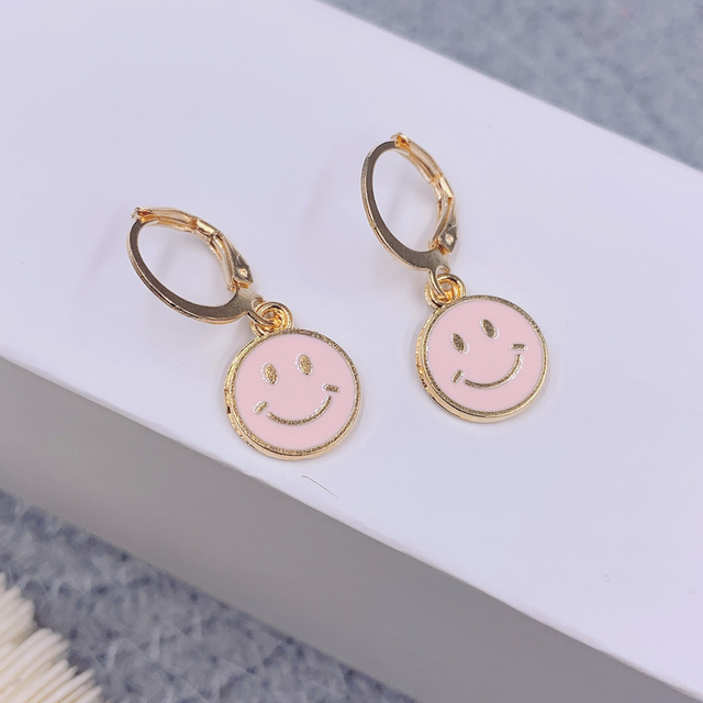 Drip Color Face Smiley Earrings Punk Jewelry For Cool Women Girl Friendship Gifts